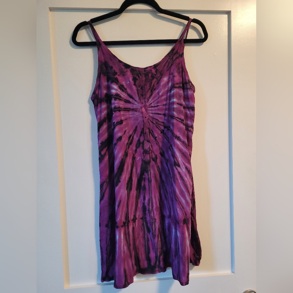 Purple Tie-Dye Sleeveless Mini Dress